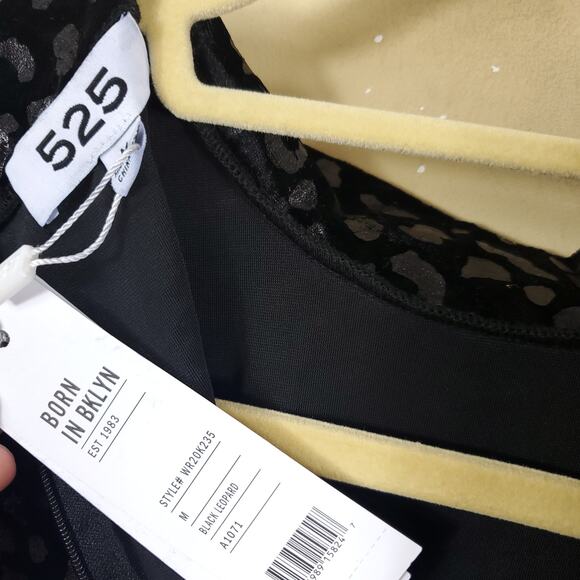 525 America Black Leopard Velvet Dress Size M - Picture 10 of 12